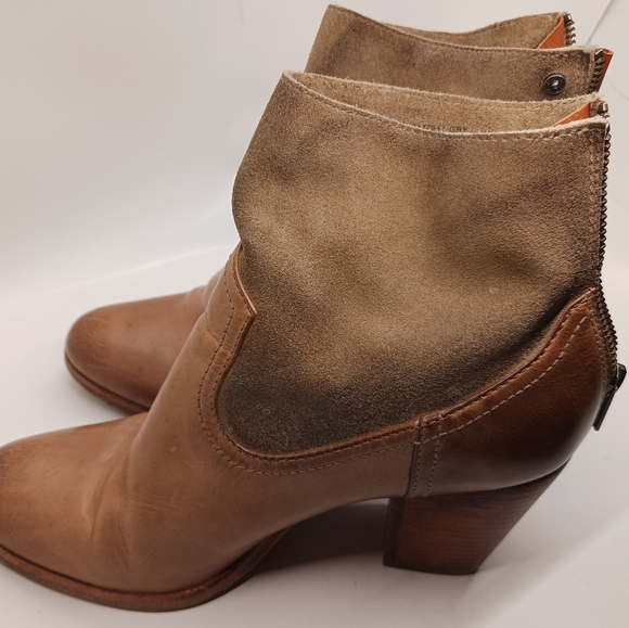 Frye Brown Tessa Short Suede Zippered Bootie - Picture 3 of 15